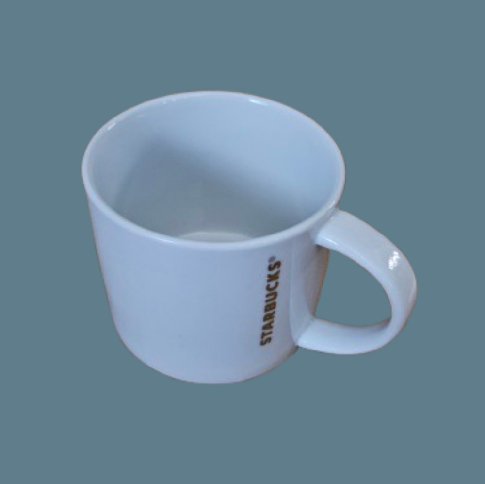 Starbucks Coffee 2012 White Stackable Mug Red Stripe Gold Logo Mug